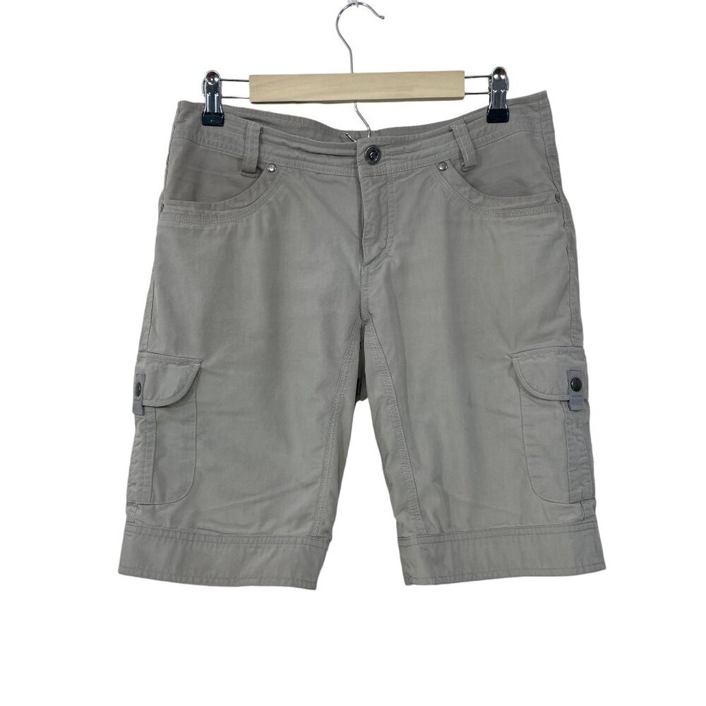 Kuhl Women Shorts‎ Sz 8 Beige Hiking Cargo Lightweight Outdoor Casual 11" Inseam